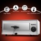 Stainless steel commercial pizza oven with built-in temperature control and easy-set timer for baking up to 12" pizzas.