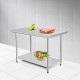 Stainless steel commercial kitchen worktable with adjustable shelf, 30 x 48 inches, ideal for home or professional use.
