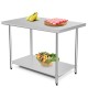 Stainless steel worktable with adjustable galvanized shelf, ideal for commercial kitchen or home use, 30 x 48 inches.