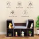 6-cubby kid storage bookcase in brown with cushioned reading nook, perfect for organizing toys and books.
