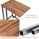 Brown side table with vintage wood grain surface, sturdy steel frame, and four rubber casters for easy mobility.