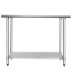 Stainless steel commercial kitchen worktable with adjustable shelf, 48" wide and 30" deep, ideal for versatile use.