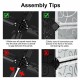 Assembly tips for the DIY 30 Cube Portable Closet, showcasing connector placement and panel alignment for optimal setup.