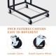 U-shaped mobile side table with brown finish, featuring four lockable rubber casters for easy movement beside sofa or.