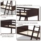 Twin size wooden bunk bed in brown with 4-step ladder, safety guardrails, and solid wood slats for durability and.
