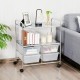 Rolling storage cart with 4 big drawers and 2 mesh shelves, ideal for kitchen or living room organization.