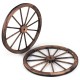 Set of 2 30-inch decorative vintage wood wagon wheels made of Chinese fir, ideal for backyard or studio decor.
