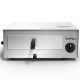 Stainless steel commercial pizza oven with temperature control, 30-minute timer, and removable crumb tray for easy.