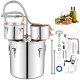 5-gallon stainless steel alcohol distiller with copper components, complete with accessories for DIY whisky and wine.
