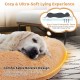 Cozy brown washable fluffy human dog bed with bolsters, egg-crate foam, and soft blanket for ultimate comfort.