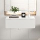 Wall-mounted drop-leaf table in sleek white finish, perfect for small spaces and multifunctional use in any room.