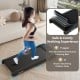 Walking pad with anti-slip running belt and remote control, supporting 300 lbs for home workouts and easy storage.