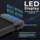 LED display of the black walking pad showing time, distance, speed, and calories with remote control holder for easy.