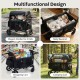 Wagon stroller for 4 kids in black, featuring a removable canopy and adjustable handles for versatile use.