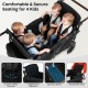 Wagon stroller for 4 kids in black with spacious seating, 5-point harnesses, and removable canopy for comfort and.