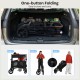 Foldable 4-seater wagon stroller in black, featuring one-button folding for easy storage and transport.
