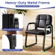 Heavy-duty metal frame waiting room chair with cushioned seat, ergonomic backrest, and non-slip foot pads for stability.