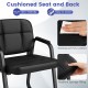 Cushioned black leather office chair with padded armrests and waterproof PVC for easy cleaning, ideal for reception.