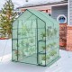 Walk-in greenhouse with observation windows, made of PE material, featuring 8 shelves for plants, ideal for gardening.