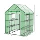 Walk-in greenhouse with observation windows, 56 x 56 x 77 inches, featuring 8 shelves for plants and a roll-up door.