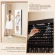 Wall-mounted mirrored jewelry cabinet in brown with LED lights, featuring spacious storage and a full-length mirror for.