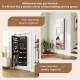 Wall-mounted jewelry cabinet in brown with LED lights, featuring spacious storage and a full-length mirror for stylish.