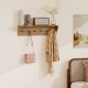 Natural wooden coat rack with shelf, showcasing elegant design and 6 hooks, perfect for stylish organization in any.