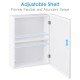Wall mounted adjustable medicine storage cabinet in gray with two shelves, perfect for bathroom organization and.