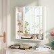 Wall mounted bathroom cabinet with mirror, white finish, featuring hidden storage and adjustable shelf for organized.