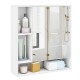 Wall mounted bathroom cabinet in white with mirror, featuring adjustable shelves for organized storage and modern.