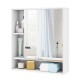 Wall mounted bathroom cabinet with mirror, featuring adjustable shelves and modern white design for organized storage.