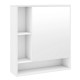 Wall mounted bathroom cabinet in white with a mirror, featuring adjustable shelves for organized storage.