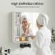 Wall-mounted bathroom cabinet with mirror, featuring adjustable shelves and a modern design for organized storage.
