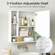 Wall mounted bathroom cabinet with mirror, featuring a 3-position adjustable shelf for organized storage. Ideal for.