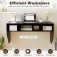 Wall-mounted black computer desk with spacious 41.5" x 21" surface and 3 storage compartments for efficient.