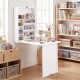 Wall-mounted fold-out convertible desk in white with ample storage, ideal for organizing craft supplies and workspace.