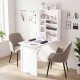 Wall-mounted fold-out convertible desk in white with ample storage, perfect for small spaces and various occasions.