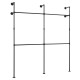 Wall mounted black pipe clothing rack with four hanging rods, designed for organized storage in closets or retail.