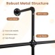 Close-up of the robust metal structure of a black wall-mounted clothing rack with anti-deformation SPCC pipes for.