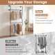 Wall-mounted black clothing rack with double-tier design and two hanging rods, ideal for saving floor space and easy.