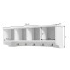 Wall-mounted storage cabinet with five double hooks and four compartments for entryway organization and space-saving.