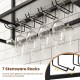Wall-mounted wine rack with 7 stemware racks for easy access, featuring a black metal frame and modern design.