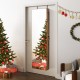 Full-length mirrored jewelry cabinet in rustic brown, featuring LED lights and spacious storage for jewelry, mounted on.