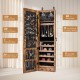 Rustic brown wall-mounted jewelry cabinet featuring a full-length mirror, 120 earring slots, and LED lights for easy.