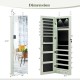 Wall-mounted mirrored jewelry cabinet in green with LED lights, featuring spacious storage and lockable design for.