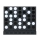 Wall-mounted Jumbo 4-in-a-Row game in black features sleek acrylic discs, perfect for garages and game rooms.