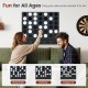 Wall-mounted metal Connect-4 game with black acrylic discs, designed for easy play and space-saving in game rooms.