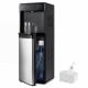 3-in-1 bottom loading water dispenser with ice maker, featuring hot and cold water, and easy bottle replacement.