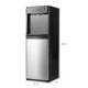 3-in-1 bottom loading water dispenser with ice maker, featuring a sleek black design and dimensions of 35.5" x 12.5" x.