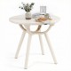 Cream-colored circular small end table featuring a spacious 20" tabletop, perfect for snacks and drinks in outdoor spaces.